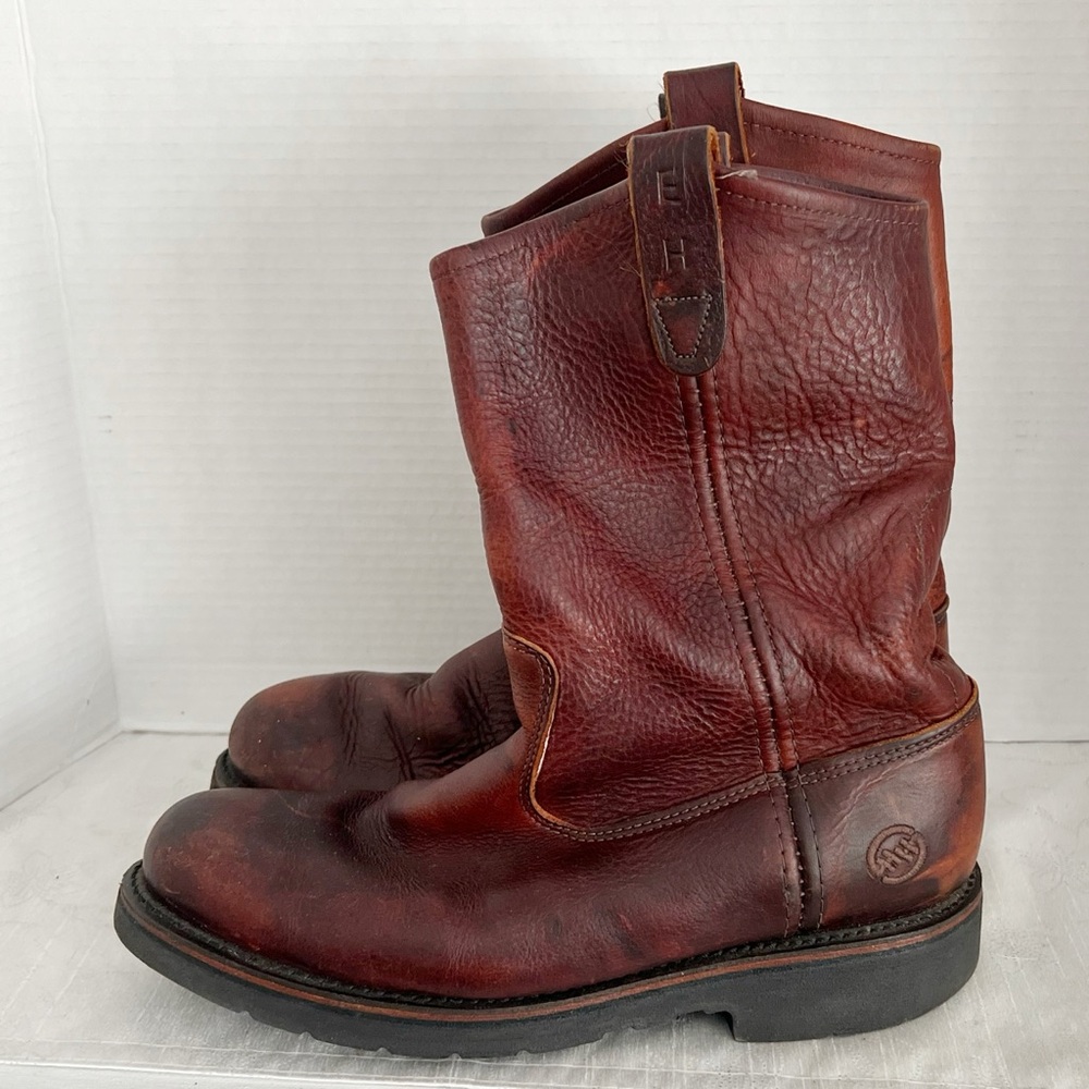 Double H Ranch Wellington Brown Leather Cowboy Boot Mens Sz 9.5